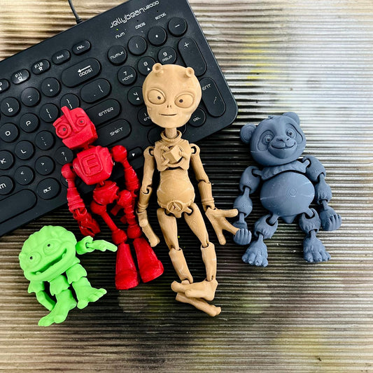 4x Flexi Toys (Baby Yeti, Anycubic Alien, Panda & Fokobot)