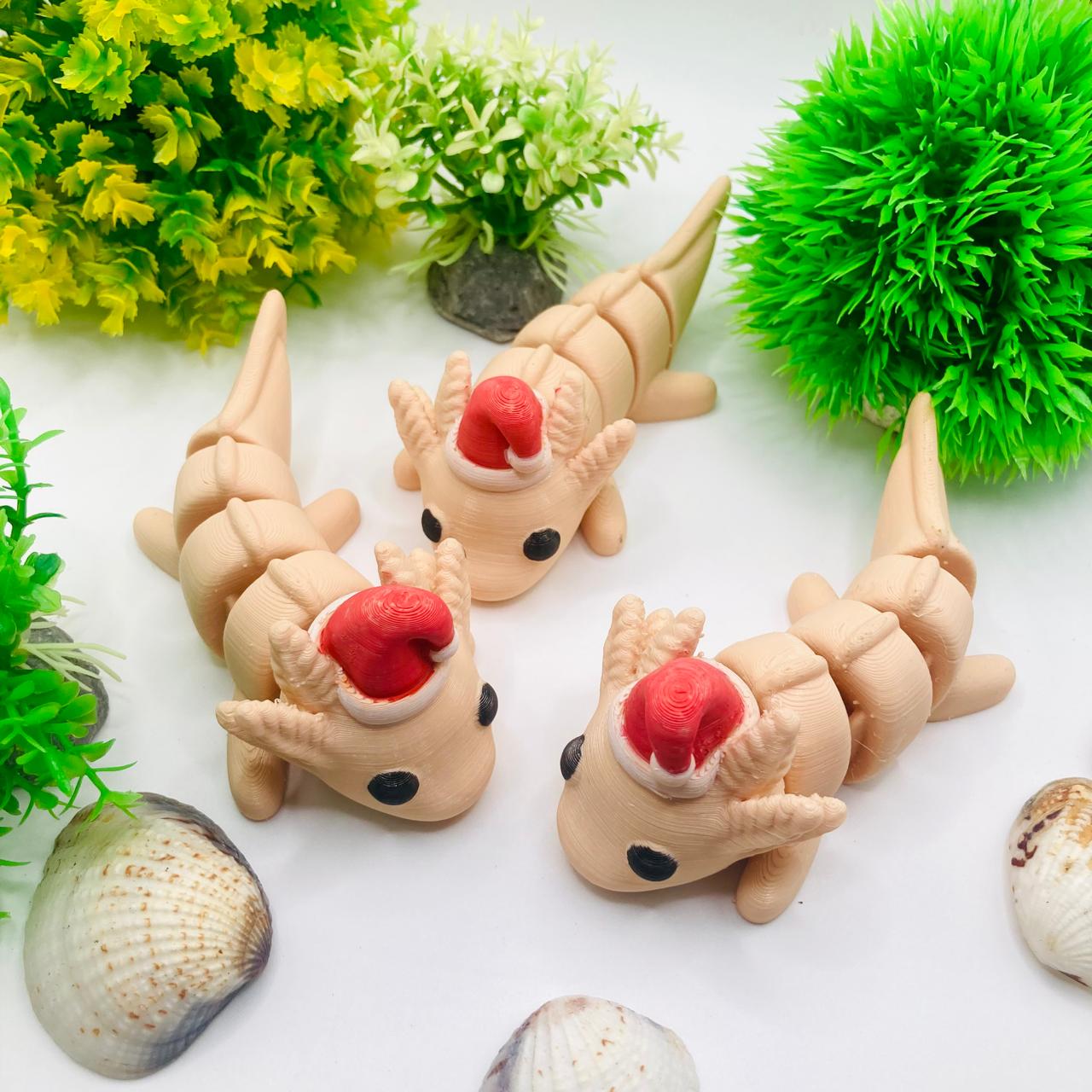 Articulated Pocket Pets – 3x Christmas Baby Axolotl