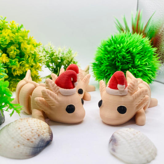 Articulated Pocket Pets – 3x Christmas Baby Axolotl