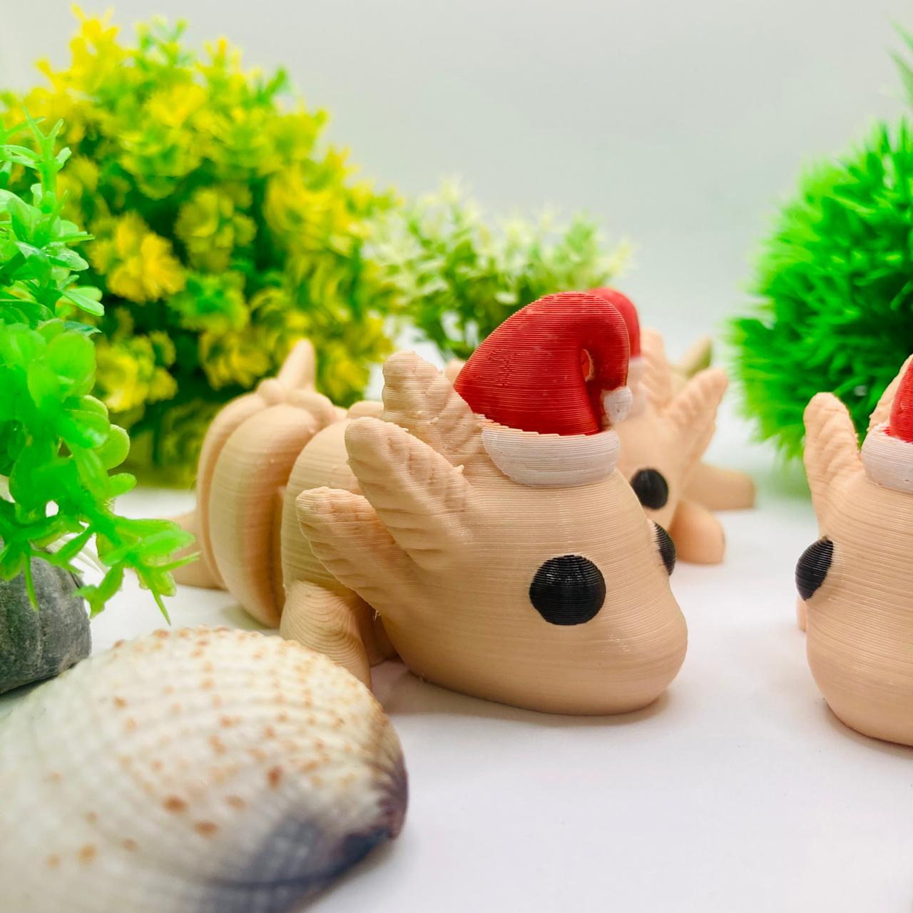 Articulated Pocket Pets – 3x Christmas Baby Axolotl