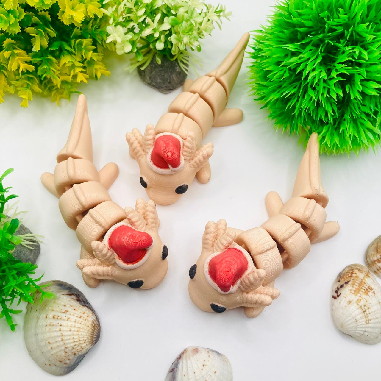Articulated Pocket Pets – 3x Christmas Baby Axolotl